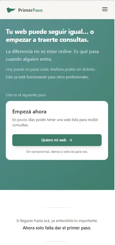 Llamado a la acción de PrimerPaso
